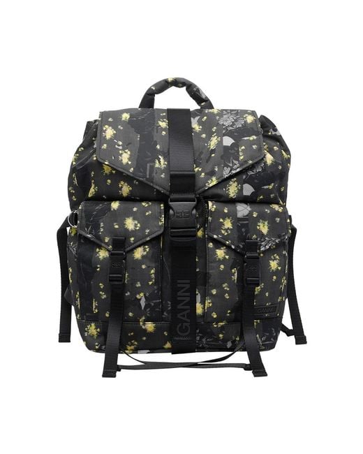 Ganni Black Re-Tech Printed Backpack