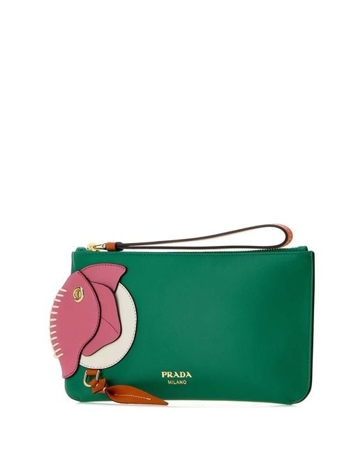 Prada Green Leather Pouch