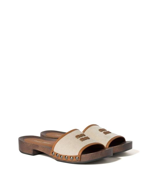 Miu Miu Brown Logo Slides