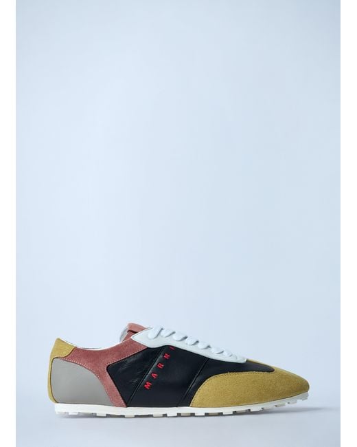 Marni Blue Softy Soccer Leather Sneakers