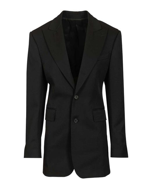 Céline Black Diagonal Wool Column Jacket