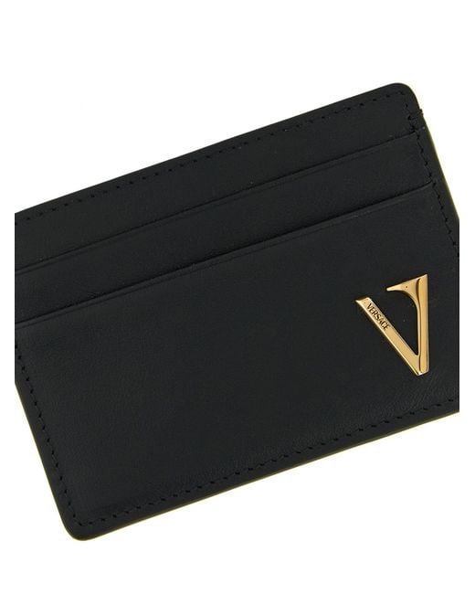 Versace Black 'V Logo' Card Holder for men