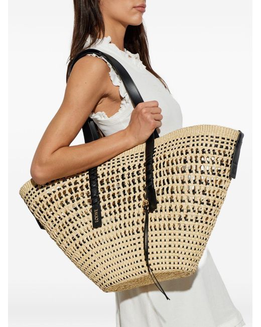 Loewe Metallic Braid Large Rafia Tote