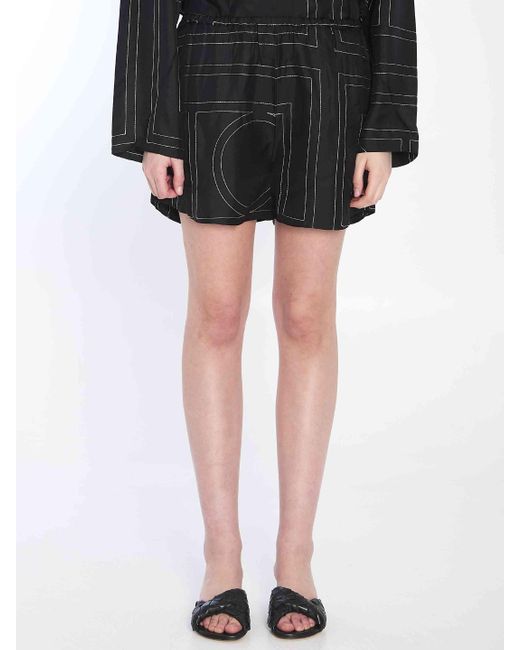 Totême  Black Monogram Shorts