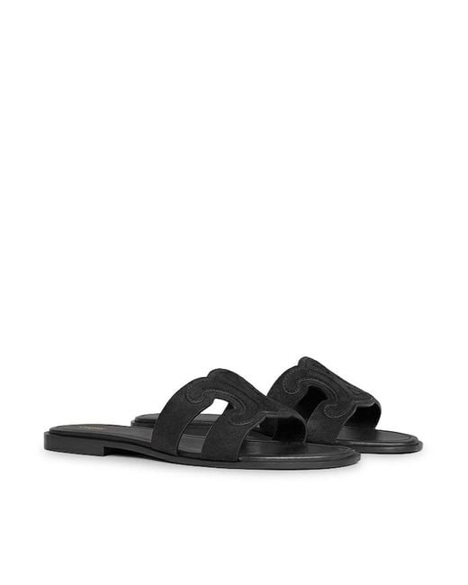 Céline Black Triomphe Suede Mule