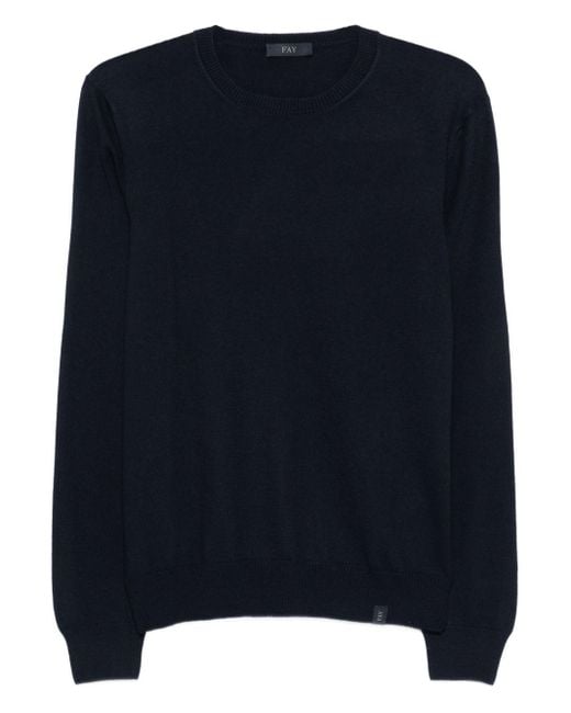 Fay Blue Round Nech Fine Wool Sweather for men