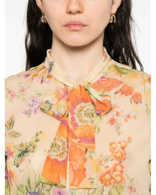 Céline White Printed Silk Blouse