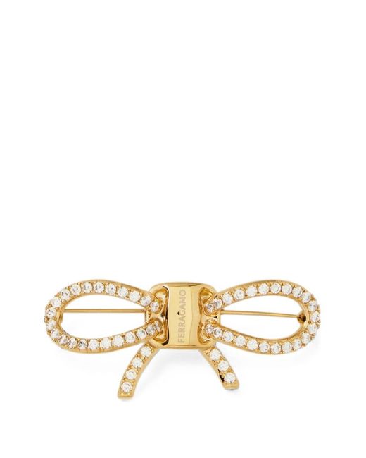 Ferragamo Metallic Bow Strass Pin