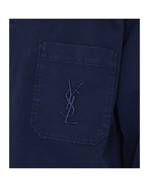 Saint Laurent Blue Cassandre Overshirt Jacket for men