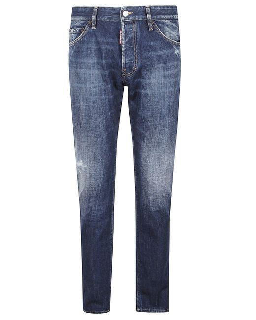 DSquared² Blue Straight-Leg Denim Jeans With Distressed Details for men