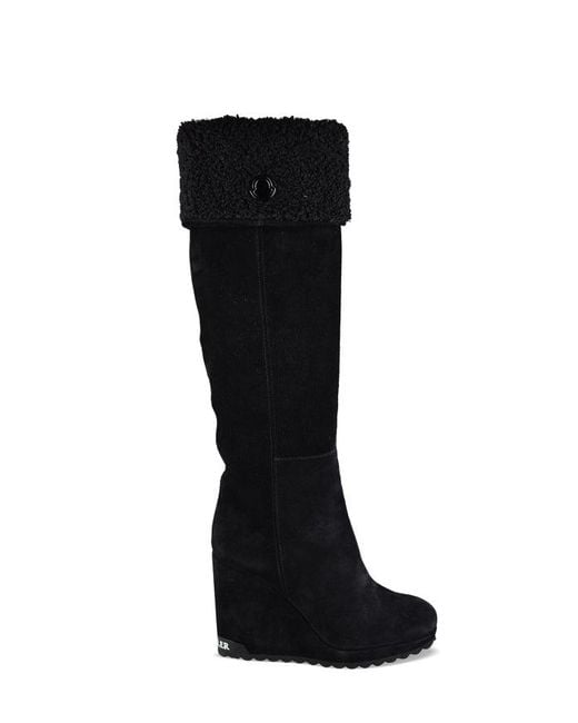 Moncler Black Wedge Boots