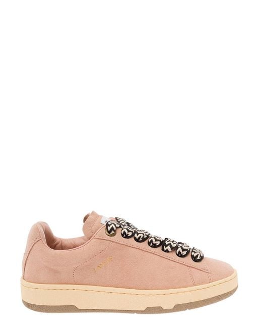 Lanvin Pink 'Lite Curb' Low Top Sneakers With Oversized Laces