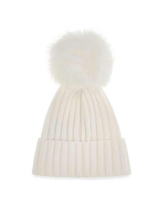 Moncler White Wool Hat With Pon Pon