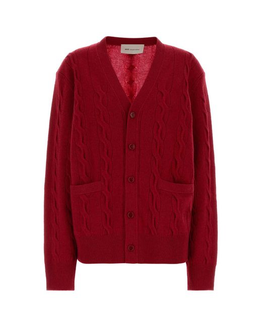AMI Red Ami Wool Cardigan