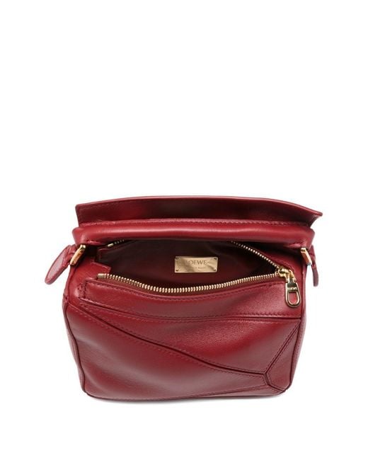 Loewe Red Puzzle Featherlight Mini Leather Handbag