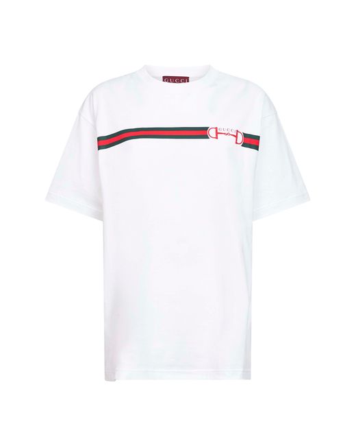 Gucci Women's White Cotton Jersey Printed T-Shirt