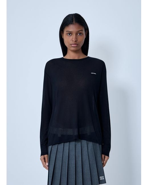 Miu Miu Blue Logo Motif Sweater