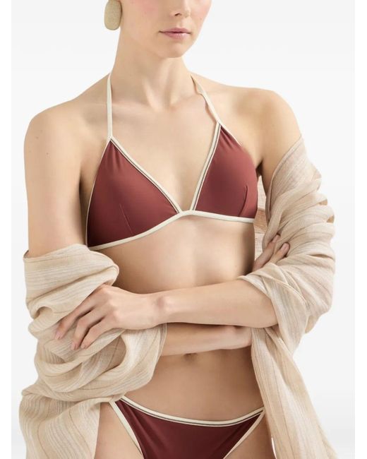 Brunello Cucinelli Red Triangle Bikini Top