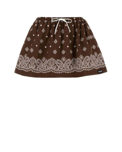 Miu Miu Brown Printed Poplin Mini Skirt
