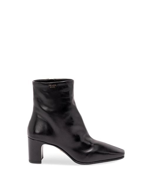 Prada White Leather Booties