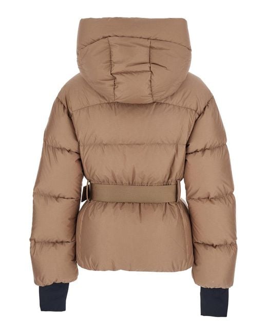 Moncler Brown 'Nisene' Down Jacket With Buckled Belt On The Fr