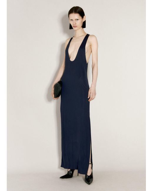 Saint Laurent Racerback Maxi Dress in Blue | Lyst