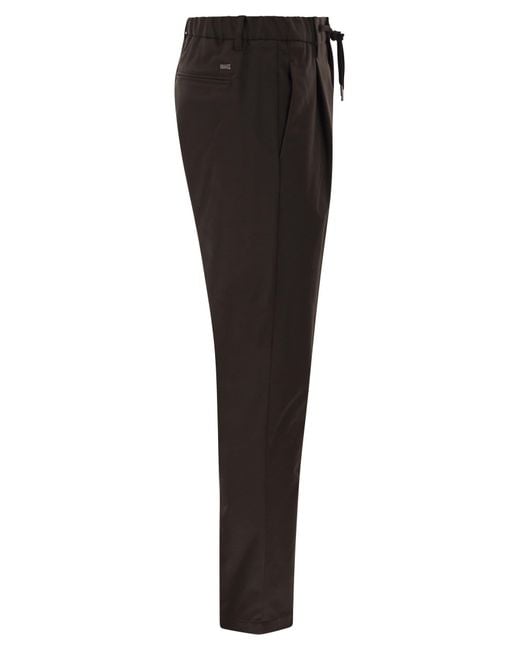 Herno Black Technical Fabric Drawstring Trousers for men