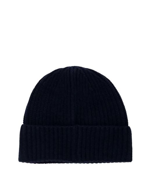 Stone Island Blue Logo-Patch Beanie for men