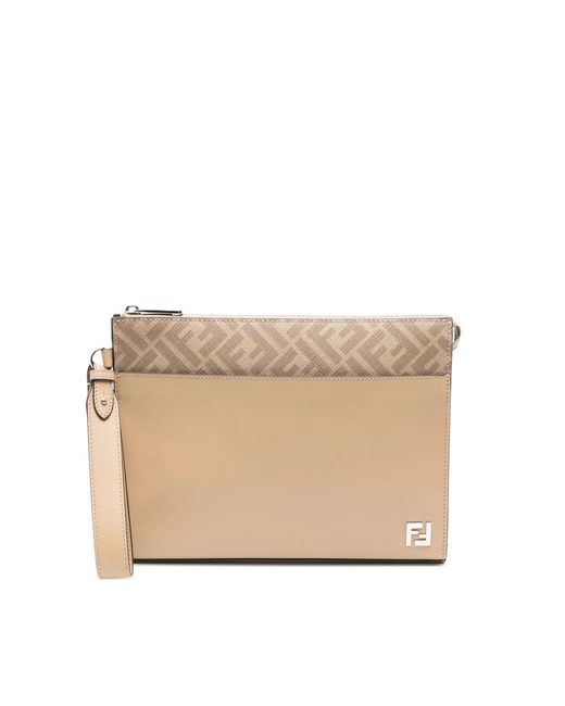 Fendi Natural Neutrals Clutch Bags for men