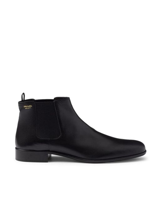Prada Black Leather Ankle Boots