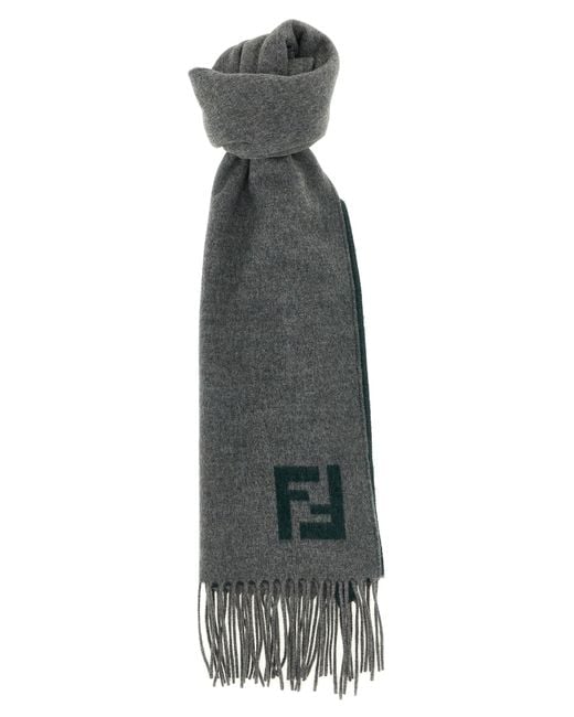 Fendi Gray Double-Sided Scarf