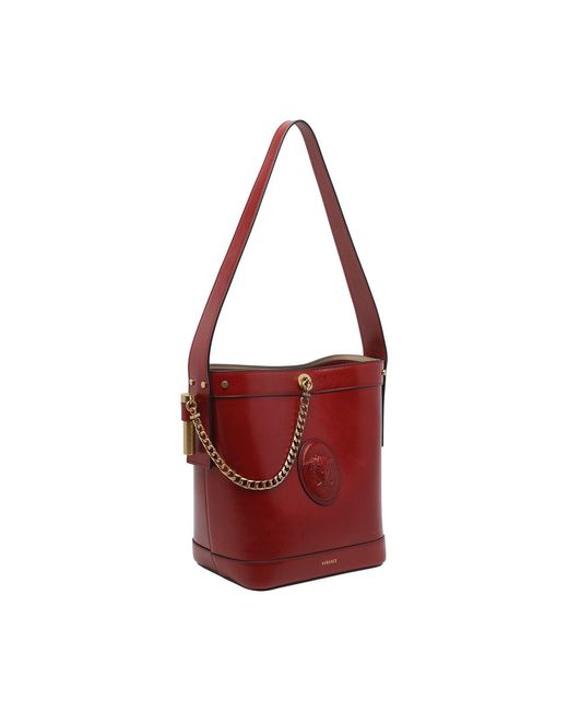 Versace Red Pivot Small Bucket Bag