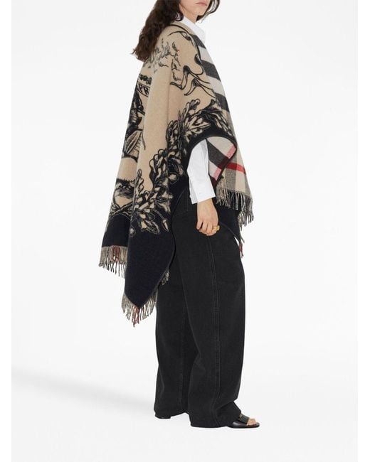 Burberry Black Wool Poncho