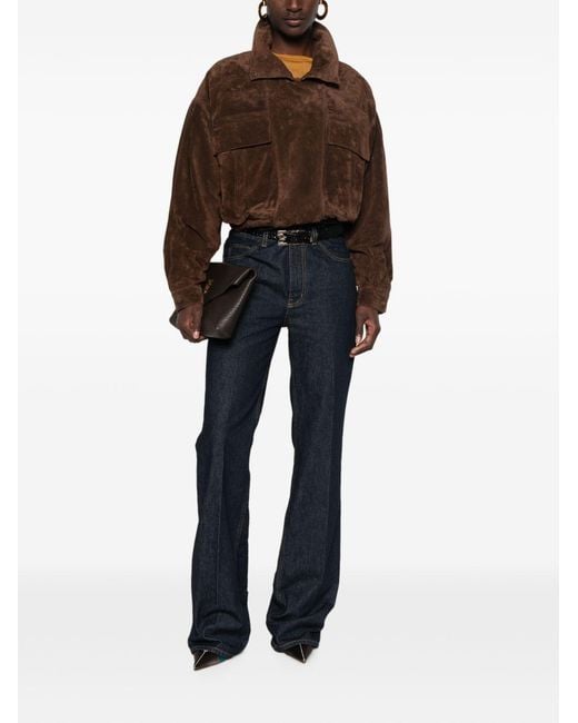 Saint Laurent Brown Leather Blouson Jacket