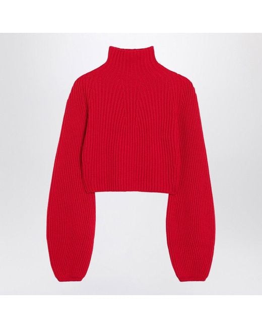 Sportmax Red Wool Turtleneck Jumper