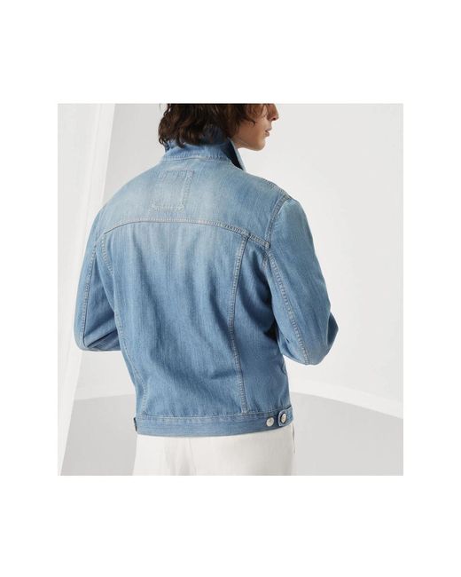 Brunello Cucinelli Blue Button Up Denim Jacket for men