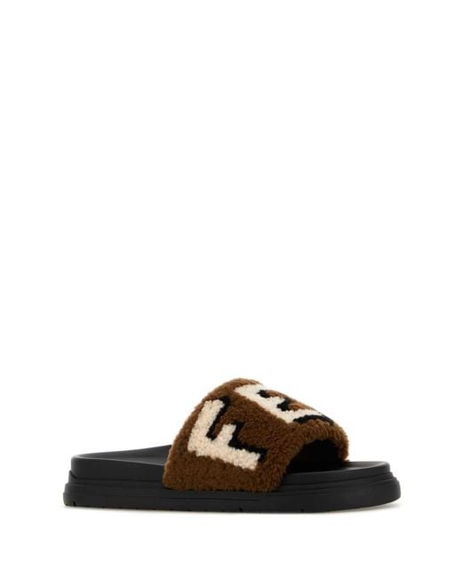 Fendi Multicolor Shearling Slippers for men