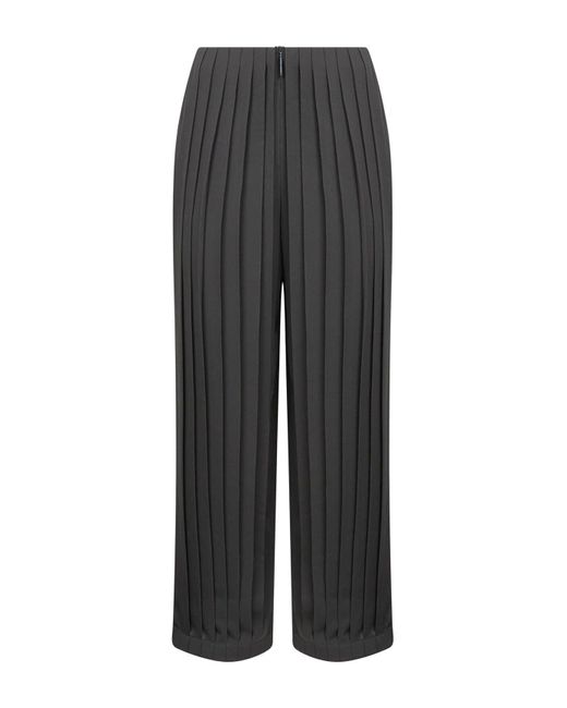Giorgio Armani Gray Asv Pleated Triple Silk Georgette Trousers