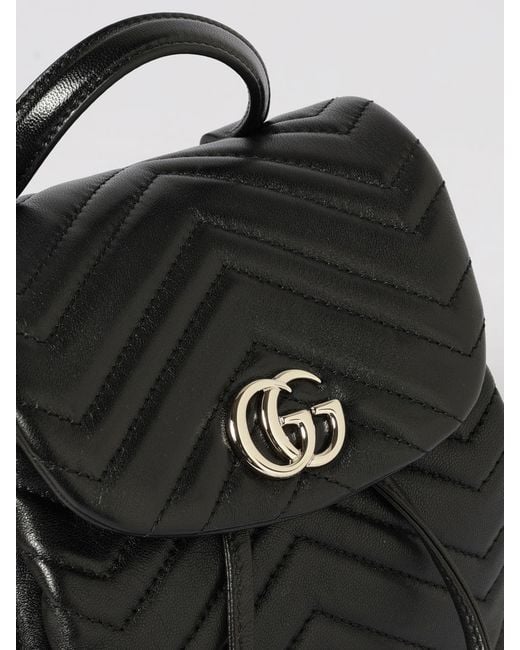 Gucci Black Gg Marmont Chevron Quilted Nappa Backpack