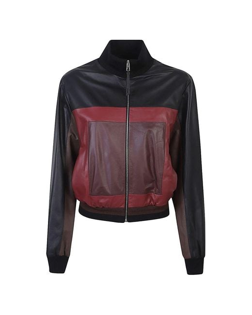 Loewe Red Leather Cropped Jacket