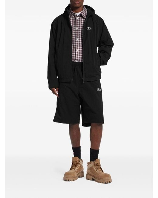Balenciaga Black Logo Hooded Jacket for men