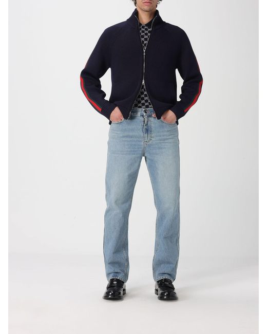Gucci Blue Wool Blend Cardigan for men