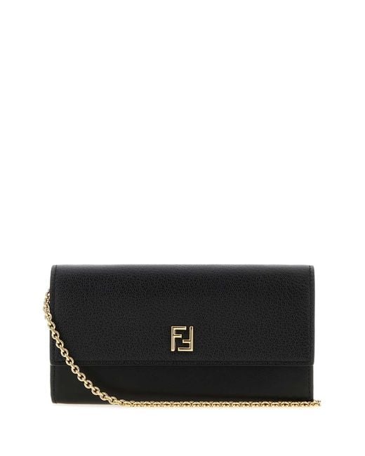Fendi Black Leather Ff Wallet