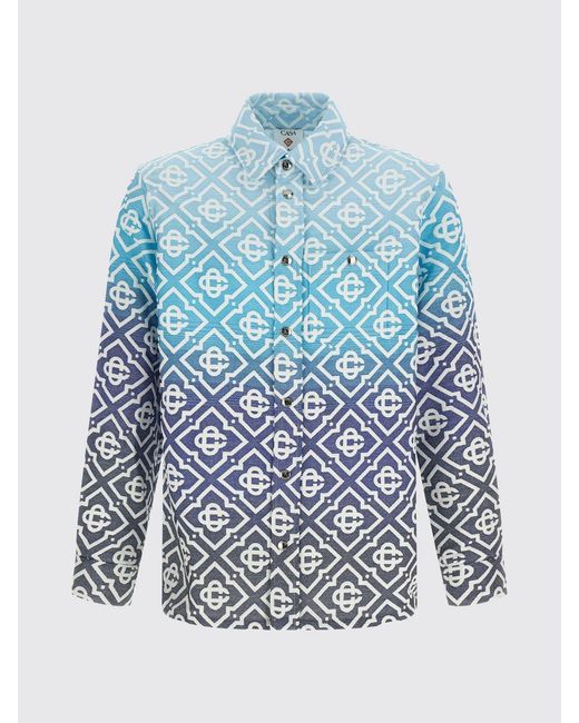 Casablanca Blue Cotton Blend Shirt Jacket With Logo