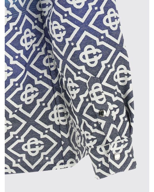Casablanca Blue Cotton Blend Shirt Jacket With Logo
