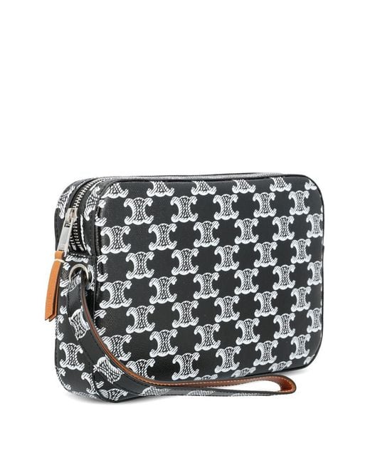 Céline Black Triomphe Canvas Pouch for men