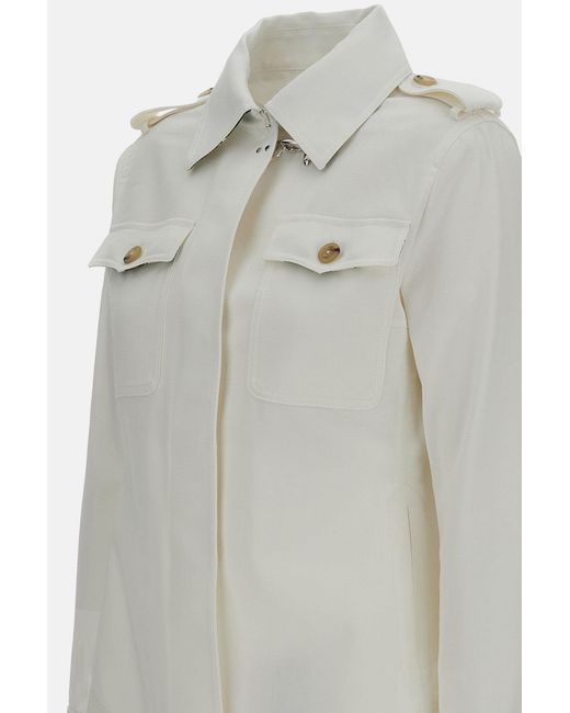 Fay White Shirt Jacket Cotton Drill