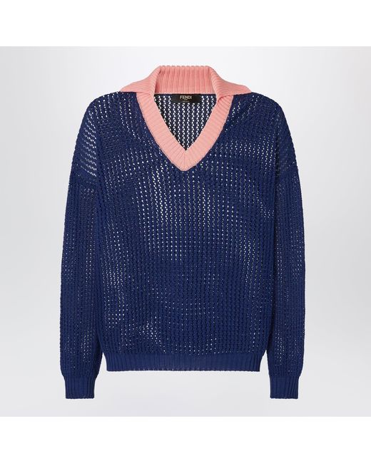 Fendi Men's Blue And Cotton Sweater