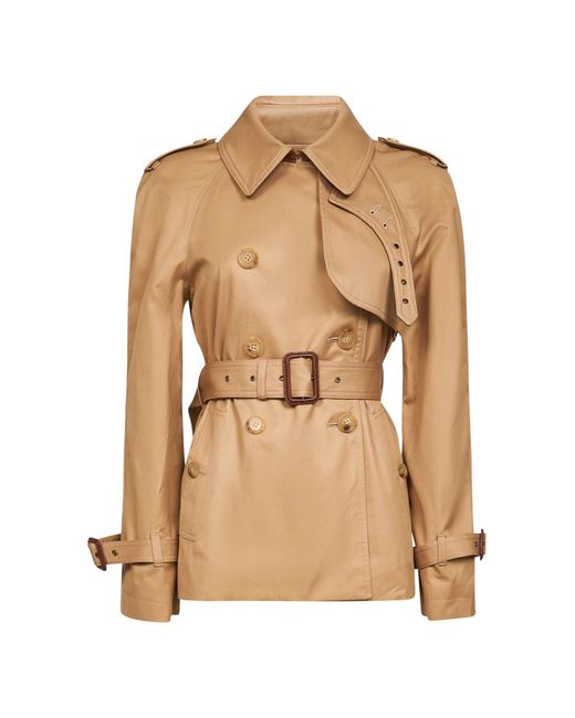 Chloé Natural Cotton Gabardine Short Trench Coat