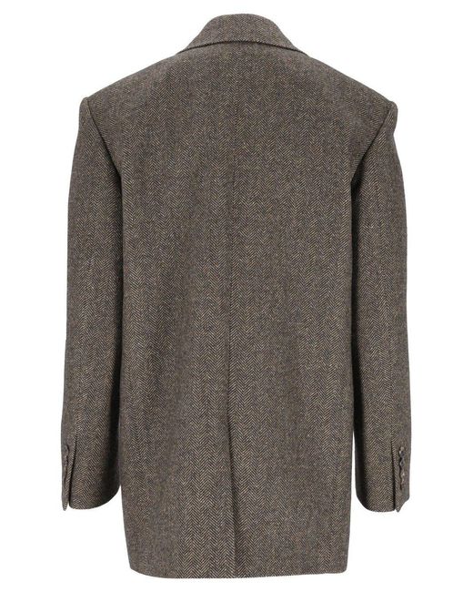 Saint Laurent Gray Herringbone Wool Jacket
